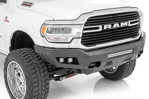 Ram 2500 Front Bumper - Rough Country - LED with Black-Series 2in LED Cubes + 20in LED Light Bar - '19-'23